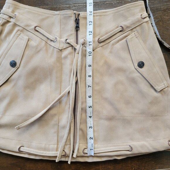 Free People Sierra Mini Skirt Womens 2 Beige Suede Country Western Boho Festival - Picture 6 of 8